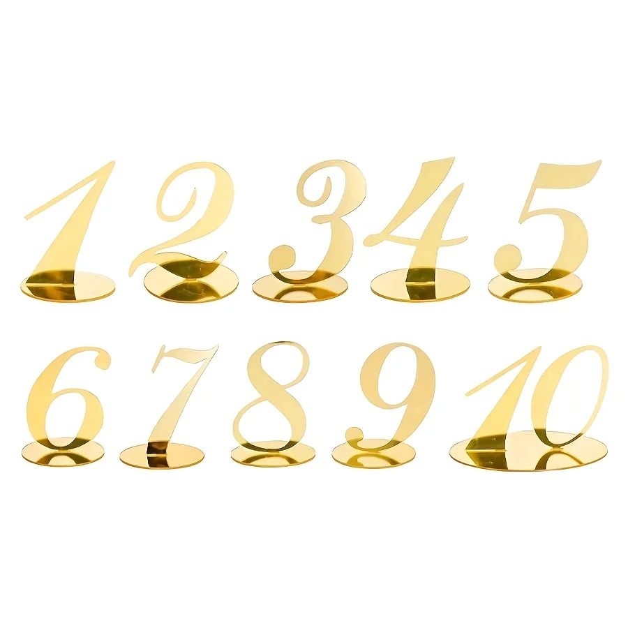 Wedding Table Numbers Gold Tabletop Number Polished Metal Mirror Design With Base Suitable For Wedding Reception Tabletop Decoration Party Display