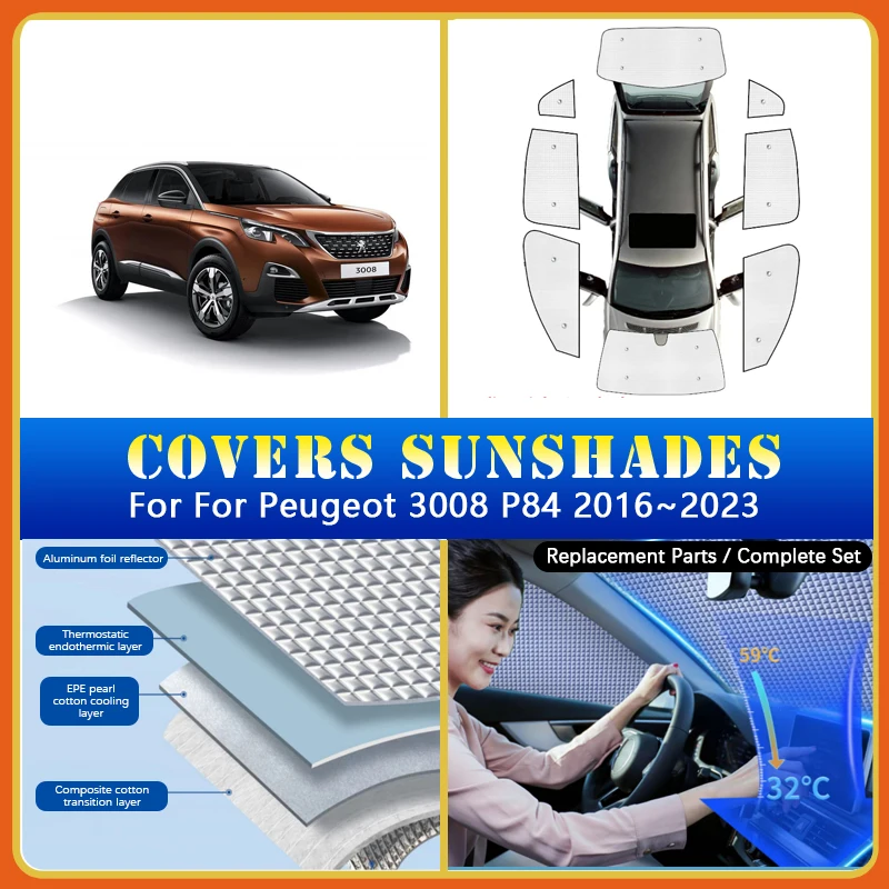 Car Sunshade Covers For Peugeot 3008 P84 2016~2023 Car Sun Protector  Windshield Sunscreen Window Coverage Visors Car Accessories - AliExpress