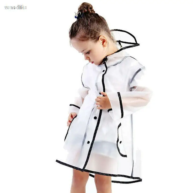 Kids Raincoat Waterproof Rain Poncho Clear Transparent Children kindergarten school Student Rainsuit Protective Poncho Covers raincoat poncho