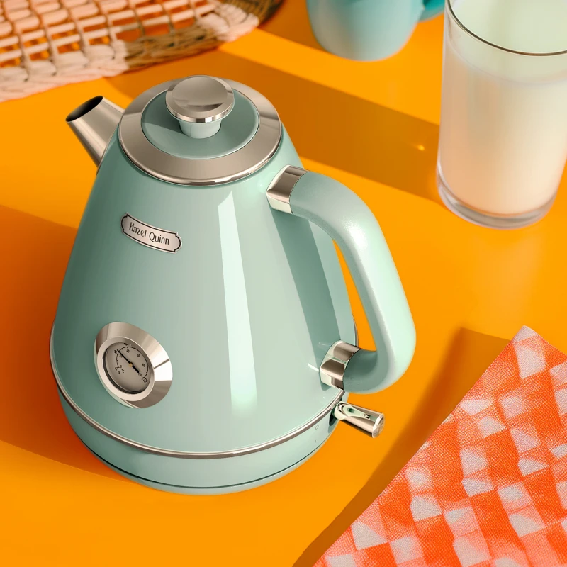 Green 1.8L Retro Thermometer Automatic Electric Kettle Water Boiler Fast Heating 304Stainless Steel 1200w 5