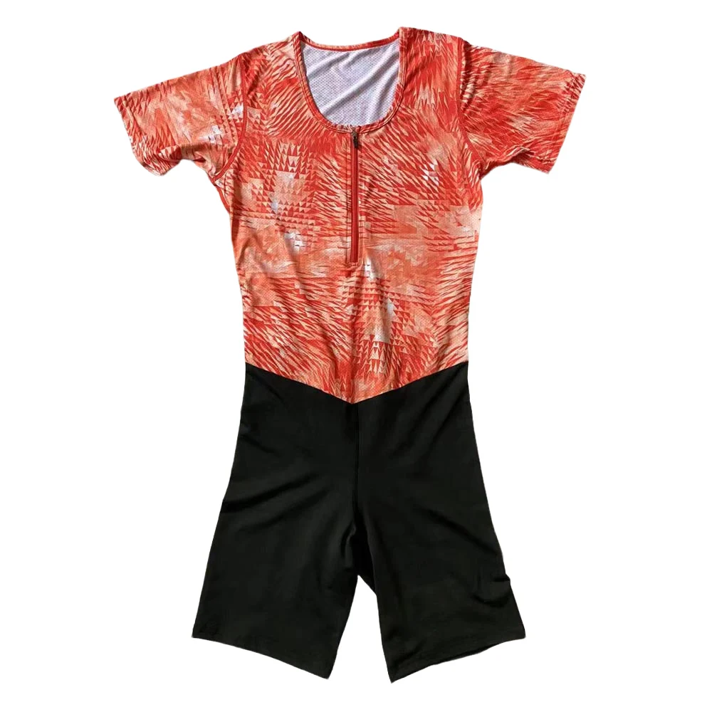 Men One-piece Track and Field Suit Marathon T-shirt Leggings Running Speedsuit Sports Shorts Middle Pants