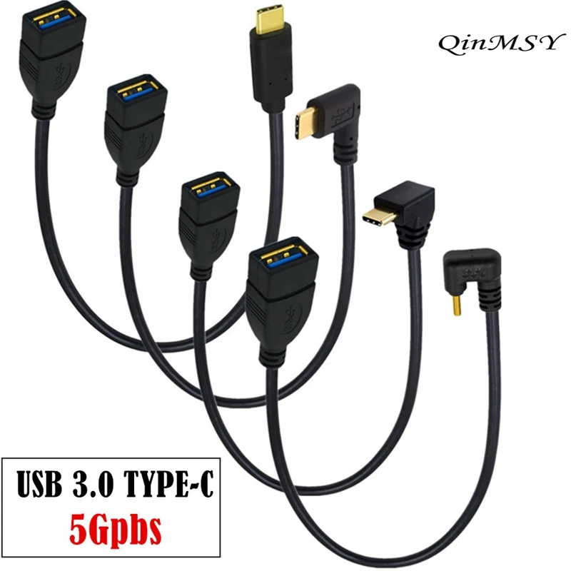 Angled USB-C to USB Female OTG Data Cable, 25CM