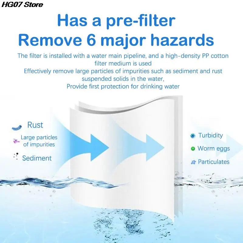 Water Filters 3LPM Pre-Filter Water Filter PP Cotton Filter Purifier Removal Heavy Metal Purifier Shower Washing Machine Home Health