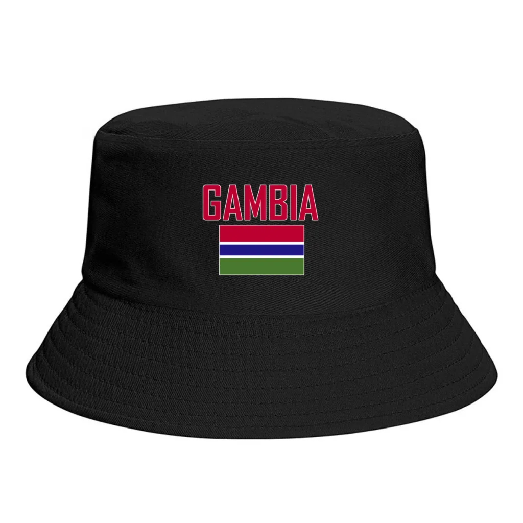 Gambia Flag Bucket Hats Print Cool Fans Sun Shade Simple Classic Outdoor Summer Fisherman Caps Fishing Cap