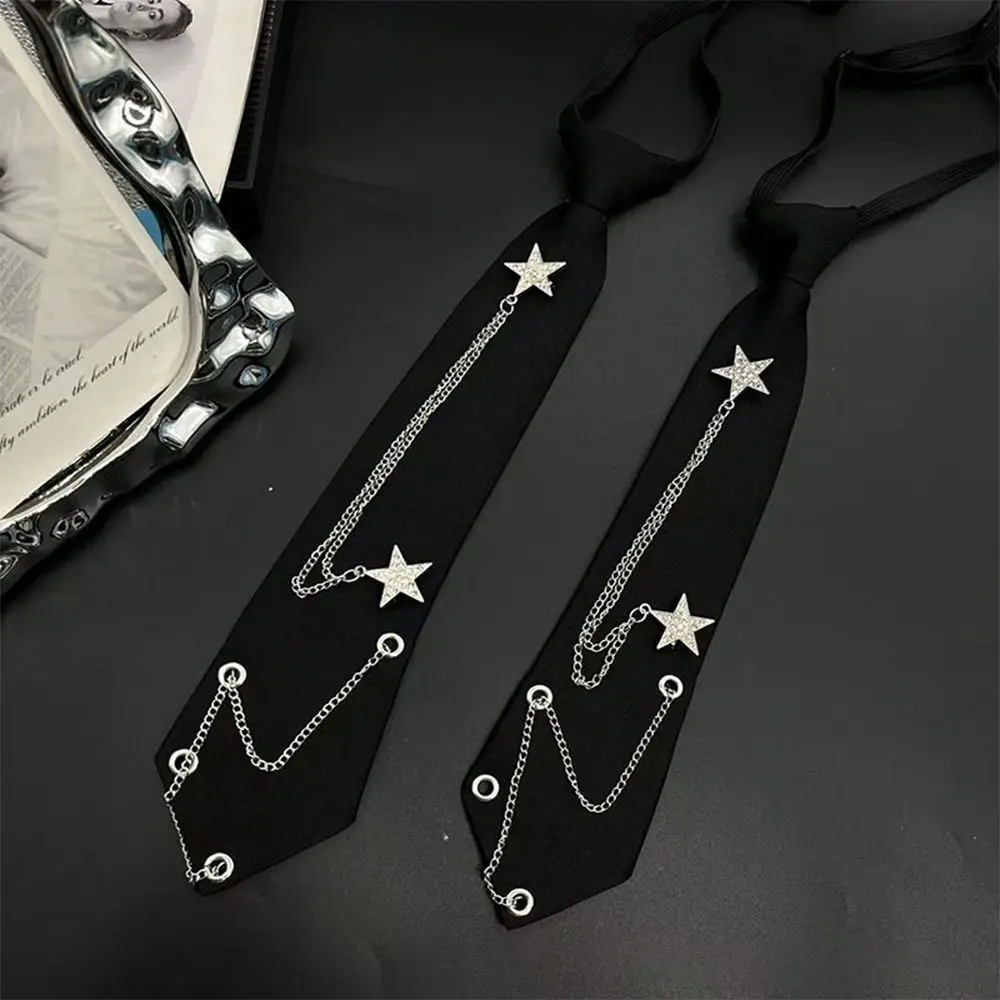 Modische, vorgebundene Punk-Krawatte mit Sternkette, verstellbar, elegante Fliege, Krawatte, Vintage-JK-Krawatte, Uniform-Hemd – Detail 4