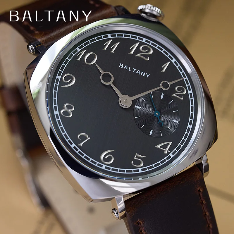 

Наручные часы Baltany 1921 American legend VD78 с сапфировым стеклом, Термообработанные синие стрелки, часы 50ATM с кожаным квадратным циферблатом