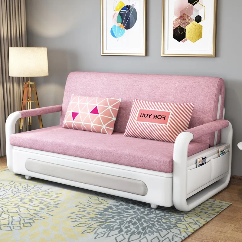 thumbnail image 1 of Sofá cama plegable moderno con tapicería de tela, muebles de apartamento, marco de Metal extensible para sala de estar, comedor, uso en Hotel, 1 of 4