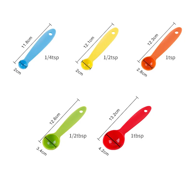 5Pcs/set Mini Measuring Spoon Set Stackable Plastic Baking Measuring Tool Colorful Spoon Measuring Set Tools For Baking Coffee