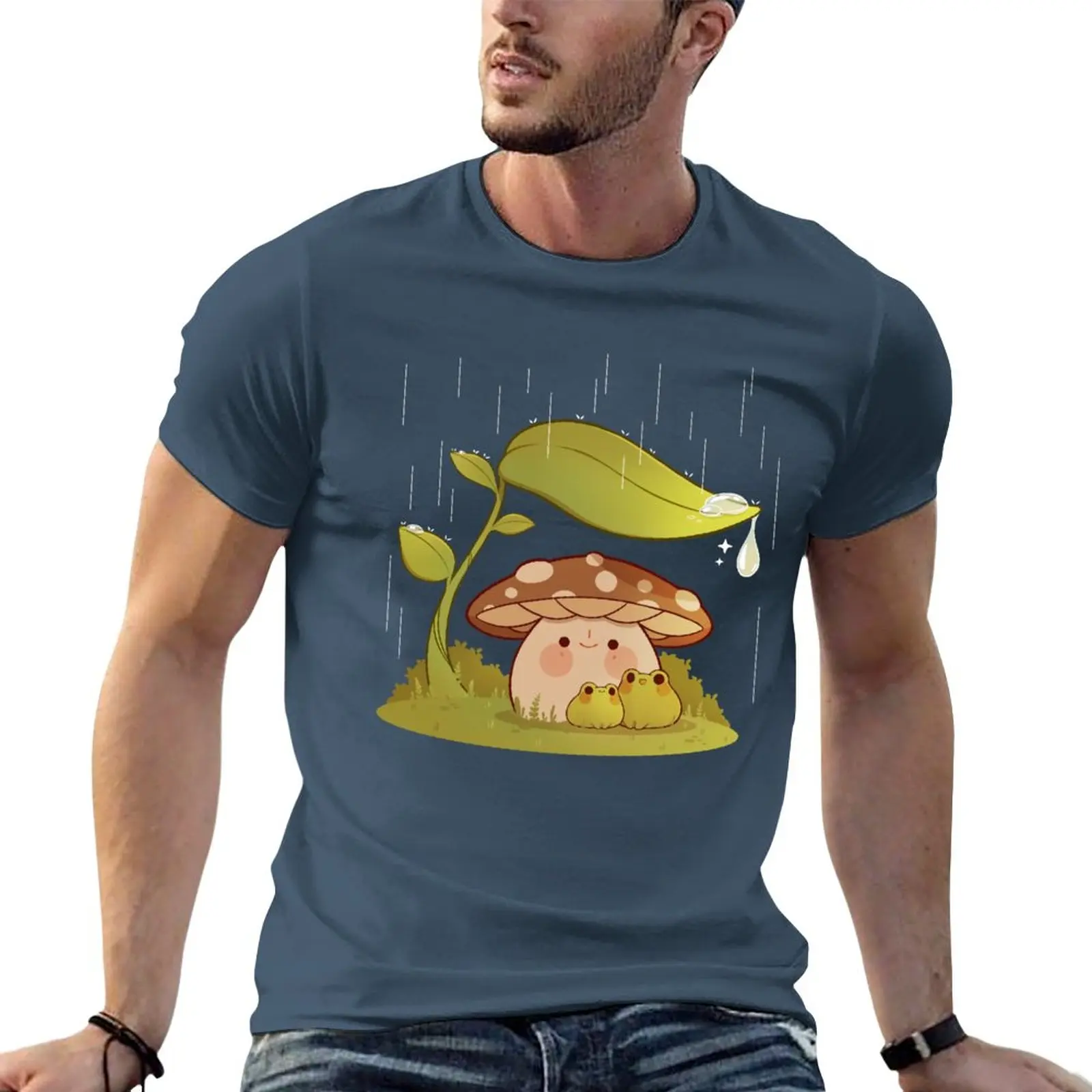 

Cute mushroom and frogs in the rain T-Shirt customs design your own sports fans customizeds boys whites clothes for men