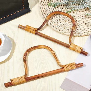 Maniglia per borsa intrecciata in rattan da 2 pezzi/maniglia per borsa a forma di D intrecciata in rattan, maniglia per accessori per borsa fai da te fatta in casa