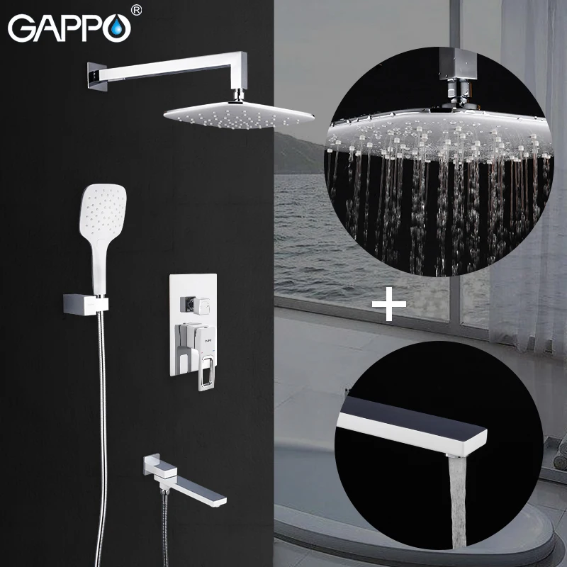 GAPPO Shower system wall mounted white bathroom faucet mixer rainfall shower set waterfall torneira do chuveiro bathroom