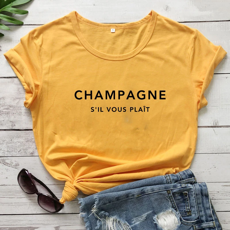 CHAMPAGNE S'IL VOUS PLAIT French Women's T-Shirt French Saying Shirts French Lover tee summer fashion Casual vintage tops 5