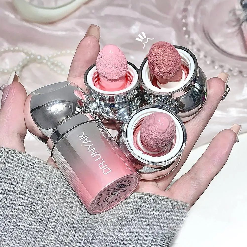 أحمر خدود سائل مخملي غير لامع، أحمر خدود برأس إسفنجي طبيعي يدوم طويلاً، مكياج أحمر خدود للوجه