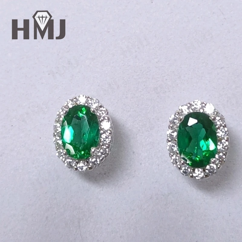 Rubin/Saphir/Lab Grown Columbia Smaragd Oval Cut Ohrringe Eleganter VVS1-Edelsteinschmuck Perfektes Weihnachts-Ostergeschenk für Frauen – Detail 11