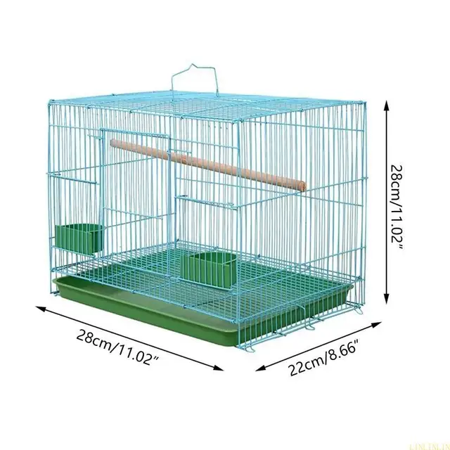 Wire Rectangular Small Cage for Small Birds and Canaries Rekord Equipped with Bird Standing and 2 Semicircular Feeders 6