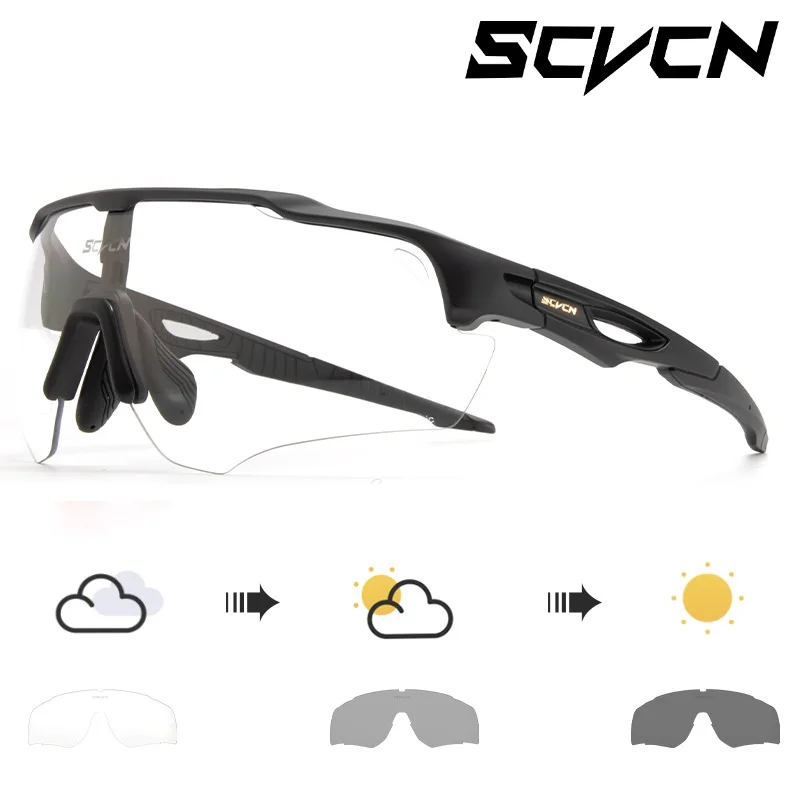 SCVCN Photochromic Cycling Sunglasses MTB Cycle Eyewear Men's Sunglasses Sports Running Bicycle Glasses UV400 Protection Goggles