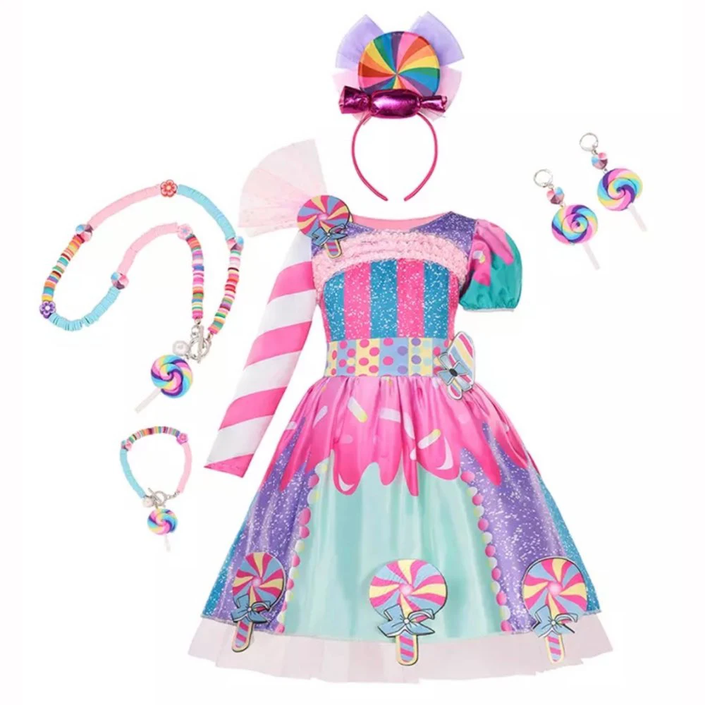 Carnival Lollipop Fairy Costume For Girls Fancy Birthday Party Dress