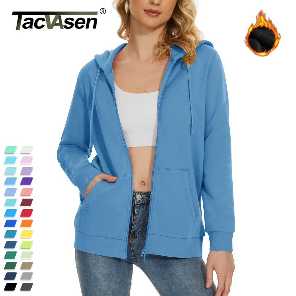 

Fleece Lining Jogging Sweatshirts Womens Long Sleeve Hoodies Full Zip Up Jacket Workout Running Sportswear Casual Coats