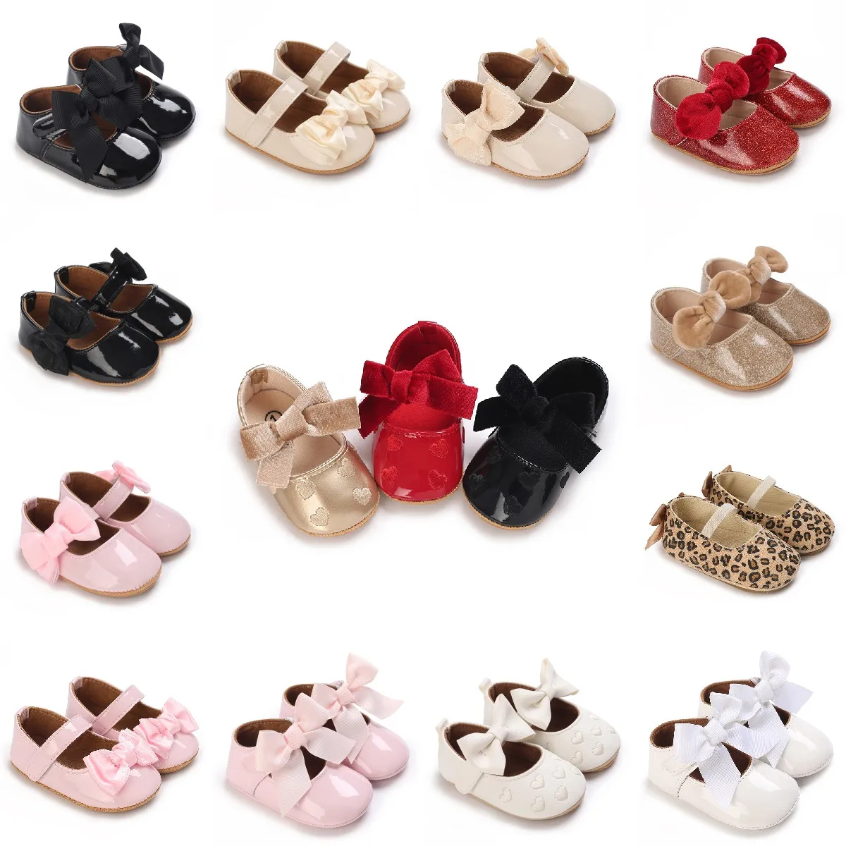 Baby Boy Girl Moccasins PU Leather Bow Fringe Rubber Soled Non-slip Footwear Crib Shoes VALEN SINA