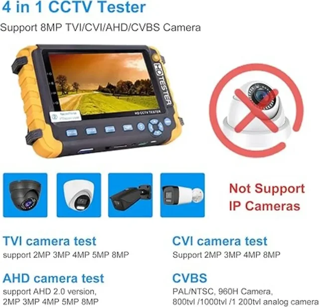 8MP CCTV Security Camera Tester IV8W 5Inch CCTV Monitor AHD/CVI/TVI CVBS Analog Camera Tester CCTV Cameras Tester HDMI VGA Input 2