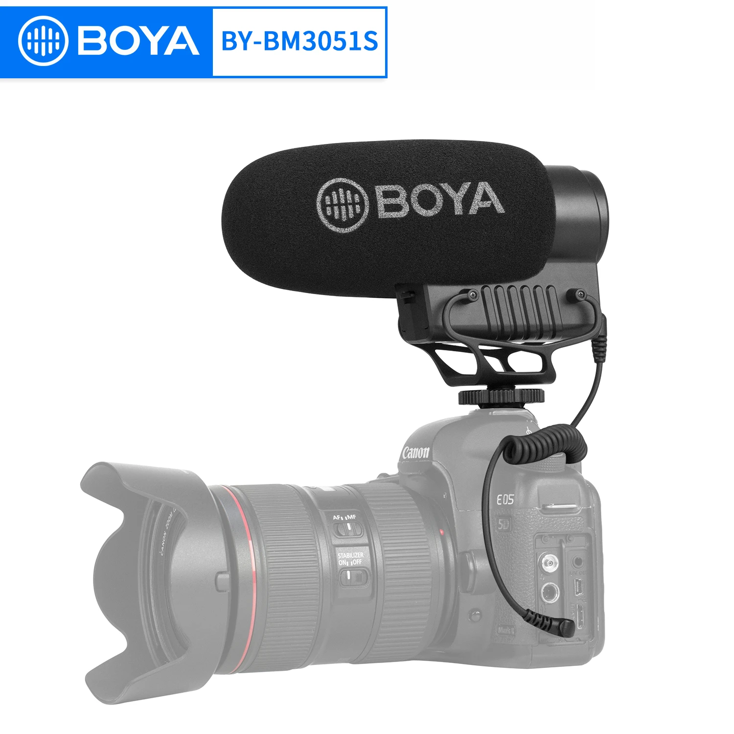 

BOYA BY-BM3051S Condenser Shotgun Microphone Stereo/Mono for DSLR Cameras Smartphone Compact Camcorders Audio Recorders Youtube