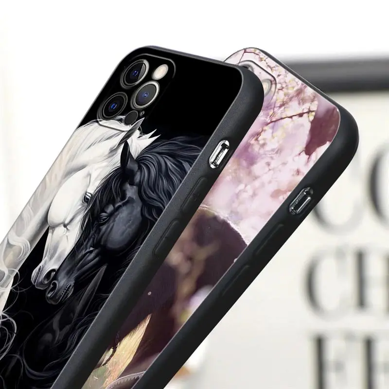 Horse Girl Black Horses Silicone Phone Case Cover