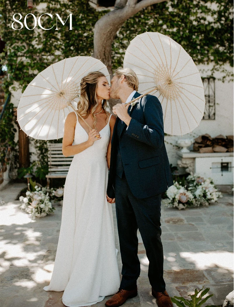 6-20PCS Paper Parasol 60/80cm White Umbrellas Wedding Photo Props Paper Umbrellas Party Favor for Guest Bridal Shower 2