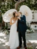6-20PCS Paper Parasol 60/80cm White Umbrellas Wedding Photo Props Paper Umbrellas Party Favor for Guest Bridal Shower 2