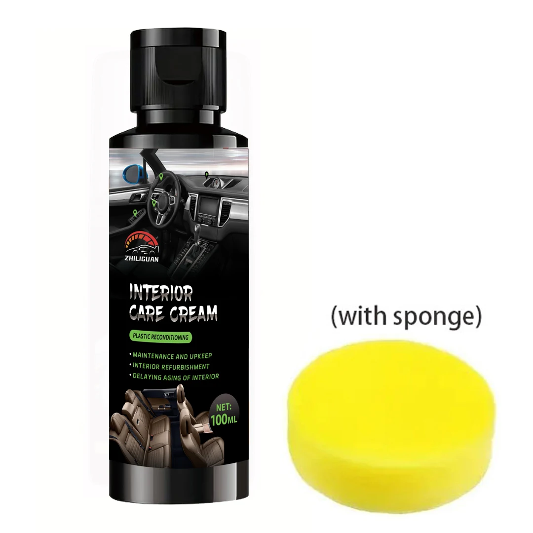 Car Interior Renewal Wax Deep Gloss and Brighten Dashboard Bumper Seats Tire Coating Enhancer with Black Plastic Parts Repair 6