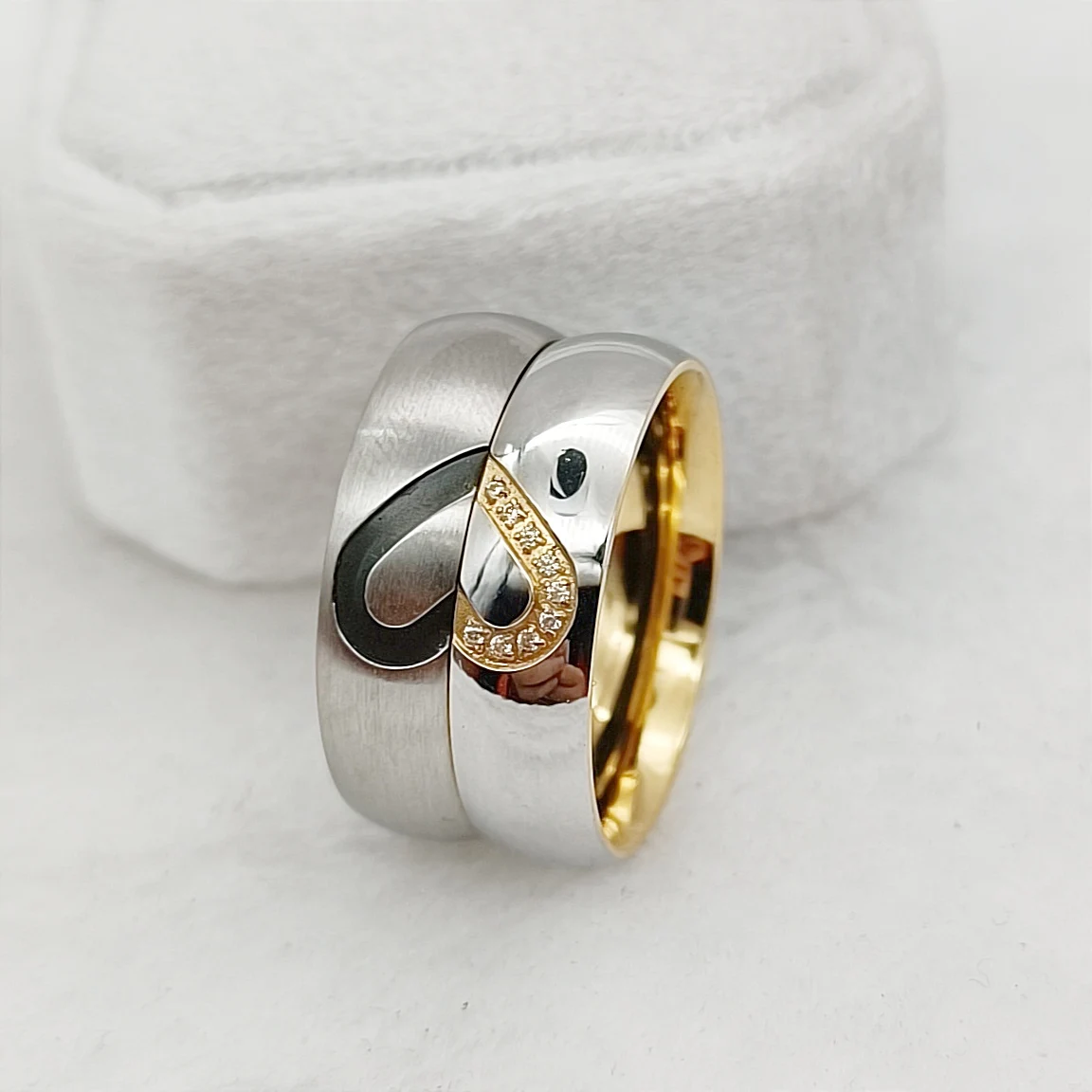 Two State Fingerprint Gold Couple Rings