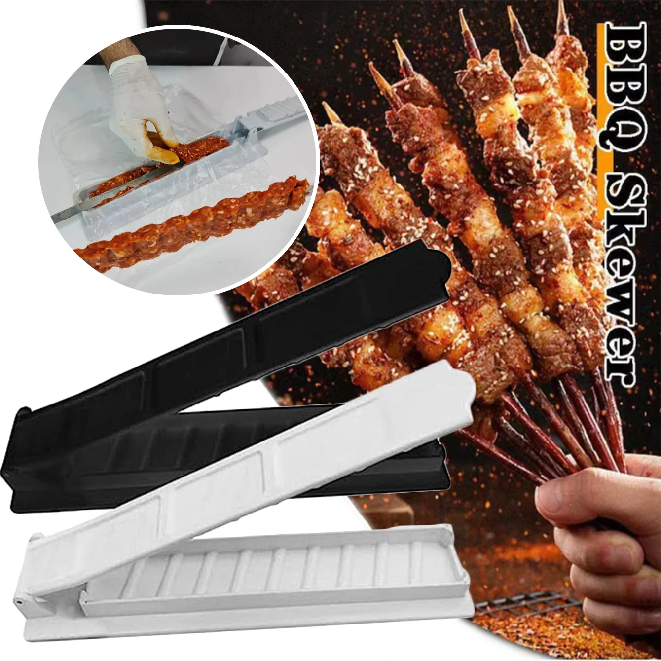 Kebab Maker BBQ Meat Skewer Barbecue Skewer Mold Reusable Turkish Kabob For Outdoor Barbecue Preparation Kitchen Grill barbecue skewers kebab maker bbq grilling accessories