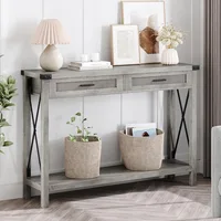 Farmhouse entrance table, grey control table with rattan drawers, 43 "sofa table with storage 1