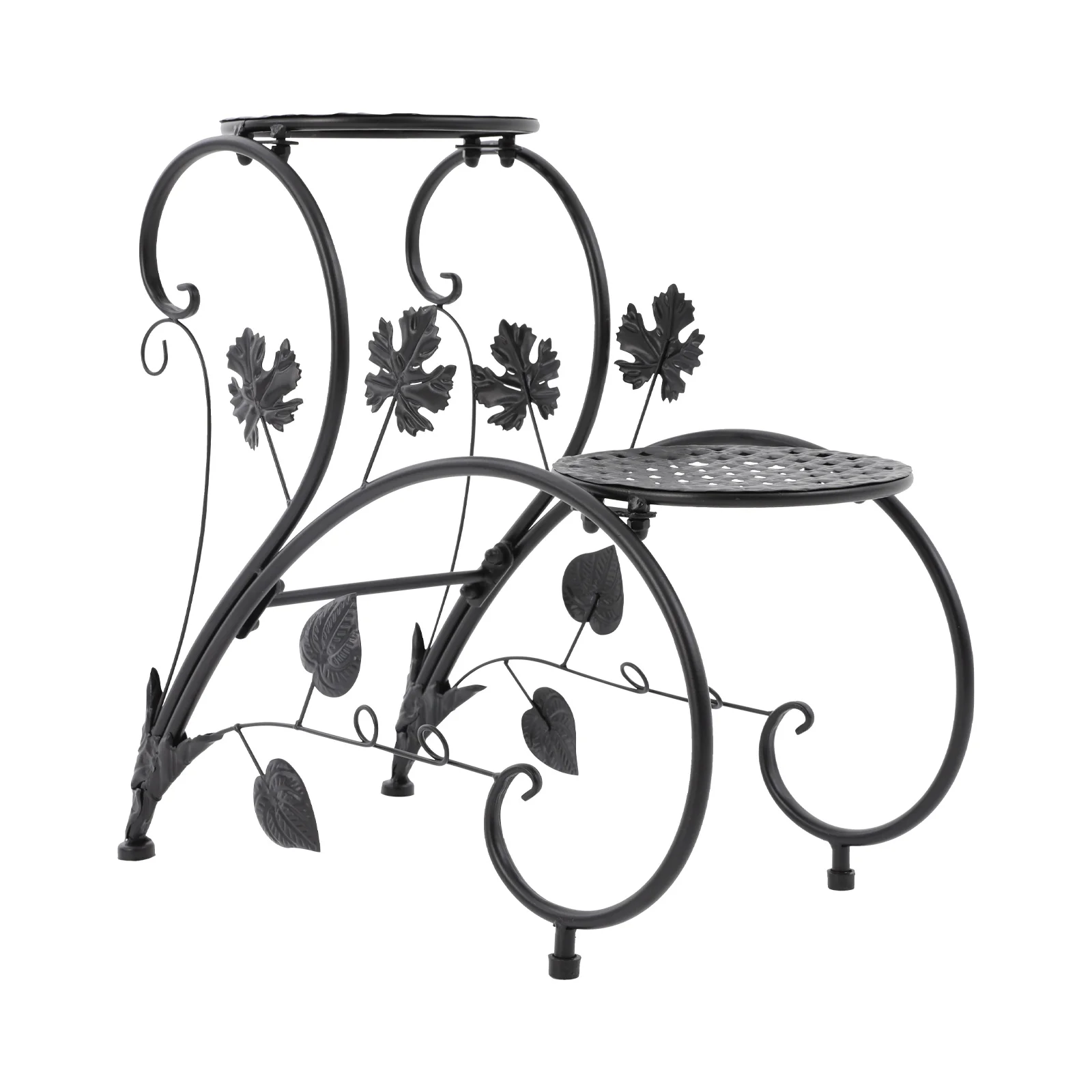 2er-Pack Metall-Blumenständer - Vintage Schwarz/Weiß Pflanzenregal für Balkon/Garten/Wohnzimmer – Detail 12