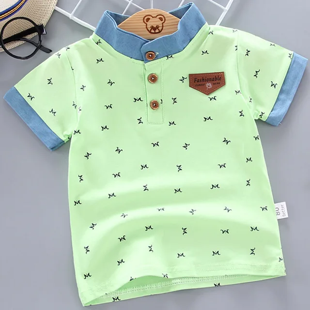2022 Summer Baby Boys Polo Shirts Short Sleeve Anchor Lapel Clothes for Girls Odell Cotton Breathable Kids Tops Outwear 12M-5Y N