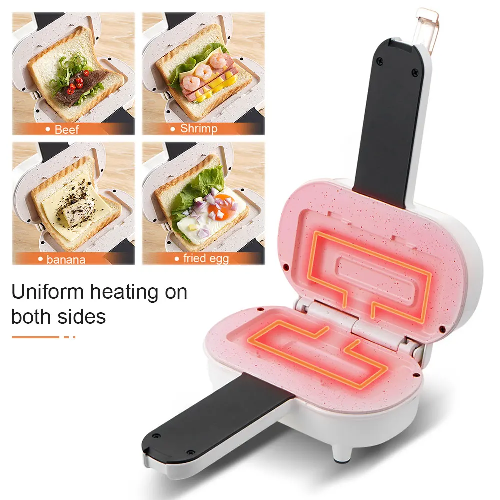 Sandwich Maker Bread Hot Dog Toaster Spill Proof Panini Press Double Sided Sandwich Making Machine Non Stick for Breakfast