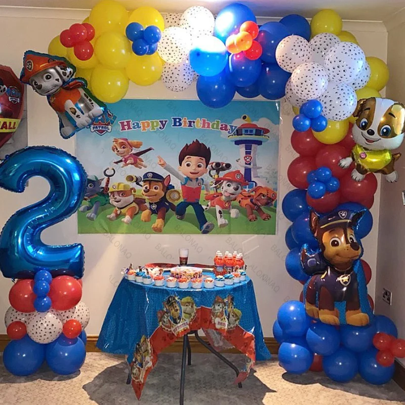 76 Stück PAW Patrol Luftballons Bogen Girlande Kit Latex Ballon Zahlenbälle PAW Patrol Geburtstag Babyparty Party Dekoration Geschenk