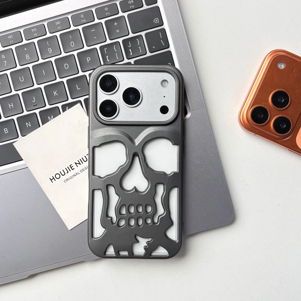 Retro Fashion Matte Hollow Out Skull Skeleton Shockproof Protective Phone Cover Case