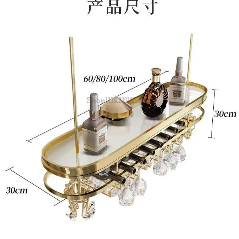 Light Luxury Stainless Steel Bar Hanger Red Wine Glass Shelf Hanging Wine Glass Rack High-end Bottle Rack Red