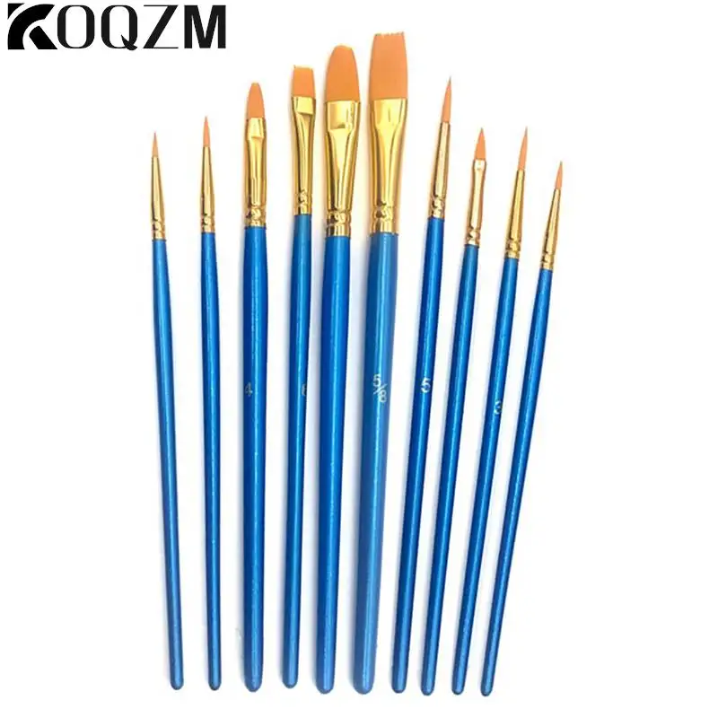 

10PCS Nylon Hair Brush Brush Professional Watercolor Acrylic Oil Painting Wooden Handle Brush Art Supplies Stationery