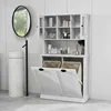 Tall Tilt-Out Double Doors Laundry Cabinet Hamper, Large Pull Out Laundry Room Storage Cabinets, Bathroom Cabinet 1