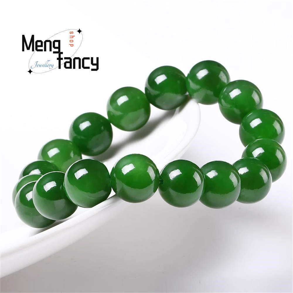 Jade Bracelet Natural Hetian Jasper Elastic Charms Luxury Fine Jewelry Couple Personalized Beaded Bangle Men Women Holiday Gifts