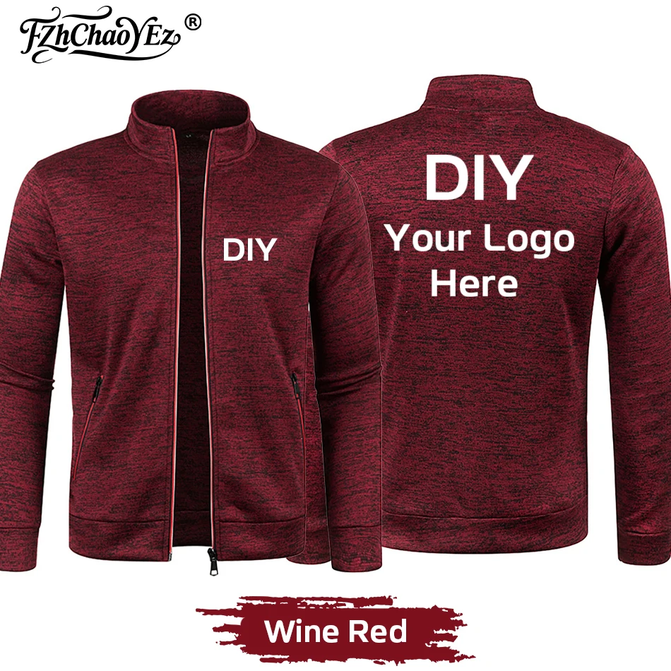 Custom DIY Logo Men's Thicker Sweatshirts Half Zipper Jacket Pullover for Male Hoody Man Hoodies Autumn Turtleneck Sweaters