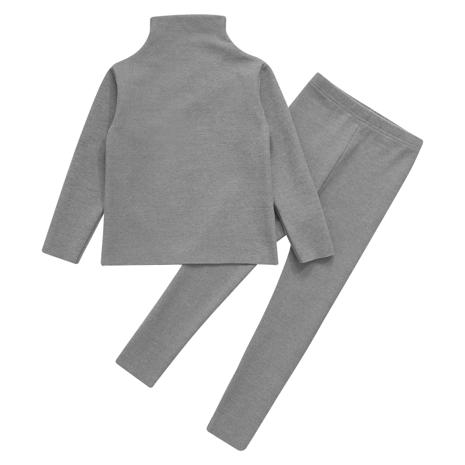 Spring Autumn Kids Girls Boys Thermal Underwear Suits Children Warm Long Johns Mock Neck Long Sleeve T-shirt with Leggings Sets