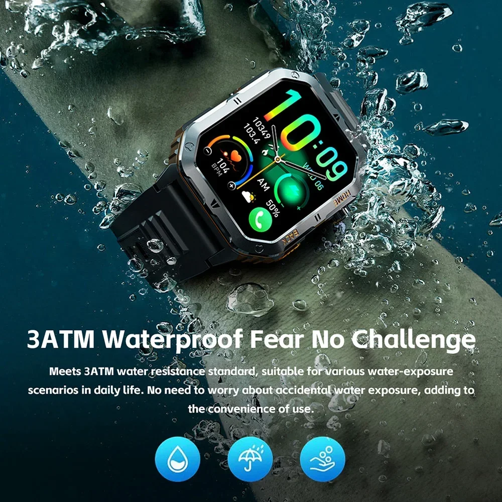 Military 1000mAh Smart Watches for Men 3ATM Waterproof LED Light BT Call Smartwatch Fitness Sports Watch for Woman Android 2026