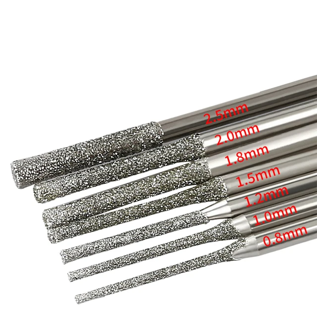 5PCS 0.8-2.5mm Diamond Coated Drill Bits 2.35mm Shank For Drilling Glass Jade Amber Glass Diamond Drill Bit 3