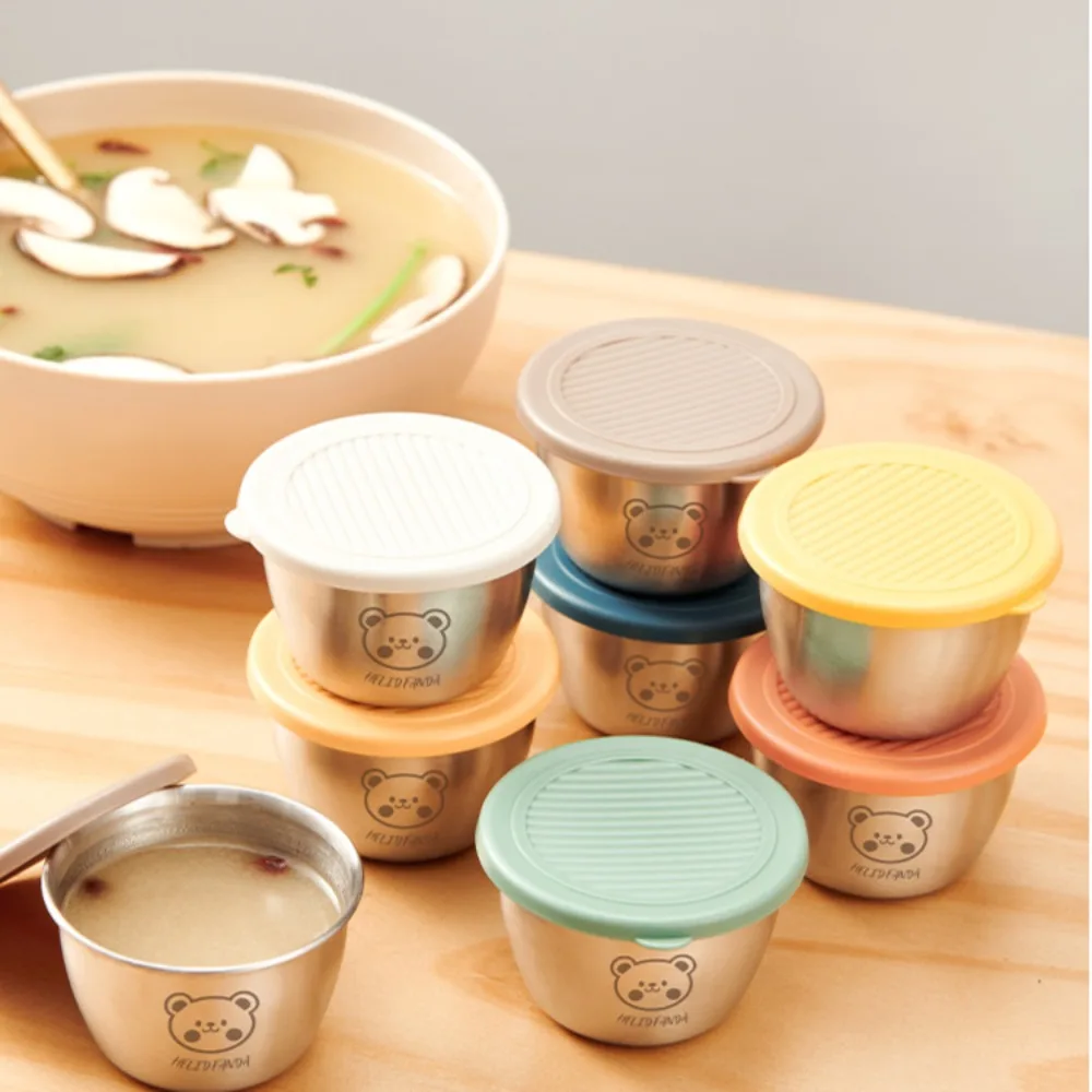 Sealed Lid Seasoning Box Portable Leak-proof Silicone Cover Sauce Cup 304 Stainless Steel Small Storage Box kitchen storage box seasoning storage container food storage container food storage box storage box
