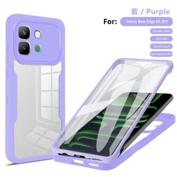 Transparent 360° Shockproof Full - Body Protective Case with TPU Bumper for Infinix Note 60 (PURPLE)