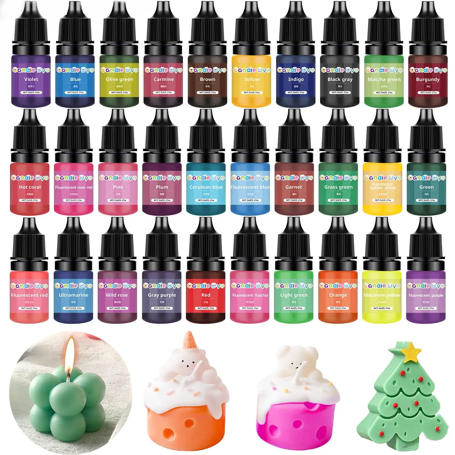 33 Colors Candle Wax Pigment Colorant Non-Toxic Soy Candle Wax Pigment Liquid Dye Soy DIY Soap Dyes Making Supplies