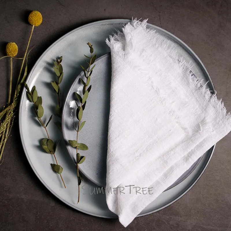 Rustic Cotton Gauze Napkins - Vintage-Style Tea Towels for Elegant Table Decoration