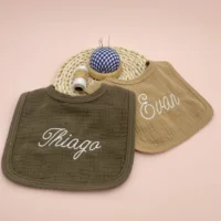 Personalized Baby Bib Infant Baby Cotton Gauze Muslin Burp Cloth Newborn Baby Food Bib Girl Bibs Boy Custom Baby Bib Name Gift 5